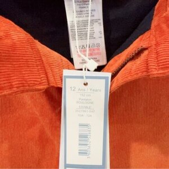 NWT Jacadi Corduroy Warm Cotton Casual Griffon Pants in Maple Orange - Picture 10 of 10